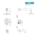 Grifería para Ducha Vasser Lyra Cuerpo Bronce Baño Bañera