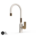 Grifería Cocina Vasser Agatha Pico Movil Flexible White Gold