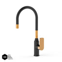Grifería Cocina Vasser Agatha Pico Movil Flexible Negro Gold