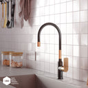Grifería Cocina Vasser Agatha Pico Movil Flexible Negro Gold