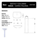 Bacha de Apoyo Roca Capea Italiana - Lavatorio 1 Agujero Roca