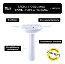 Bacha de Apoyo Roca Capea Italiana - Lavatorio 1 Agujero