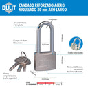 Candado Bulit Reforzado Acero Niquelado N° 30 Aro Largo Bulit