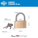 Candado Bulit de Bronce Macizo Standard 40mm Bulit