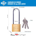 Candado de Hierro Dorado Bulit N° 40 Aro Largo Bulit