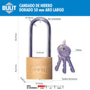 Candado de Hierro Dorado Bulit N° 50 Aro Largo Bulit