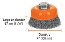 Cepillo Copa Alambre Truper 27 Mm Ondulado Metal Naranja