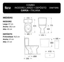 Combo Roca Capea Italiana - Inodoro Largo + Depósito Apoyo Roca