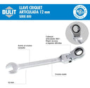 Llave Criquet Articulada Bulit Serie 800 Acero - 12mm