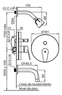 Grifería para Ducha Fv Compacta Monocomando Embutir C/transf