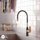 Grifería Cocina Vasser Agatha Pico Movil Flexible Negro Gold Vasser