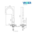 Grifería Cocina Vasser Agatha Pico Movil Flexible Negro Gold Vasser