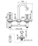 Grifería para Lavatorio Fv California Cierre Compresión Baño Fv