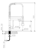 Grifería Cocina Pico Extensible Aqualaf Pranzo 58006 Gourmet