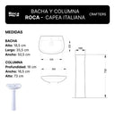 Bacha de Apoyo Roca Capea Italiana - Lavatorio 1 Agujero